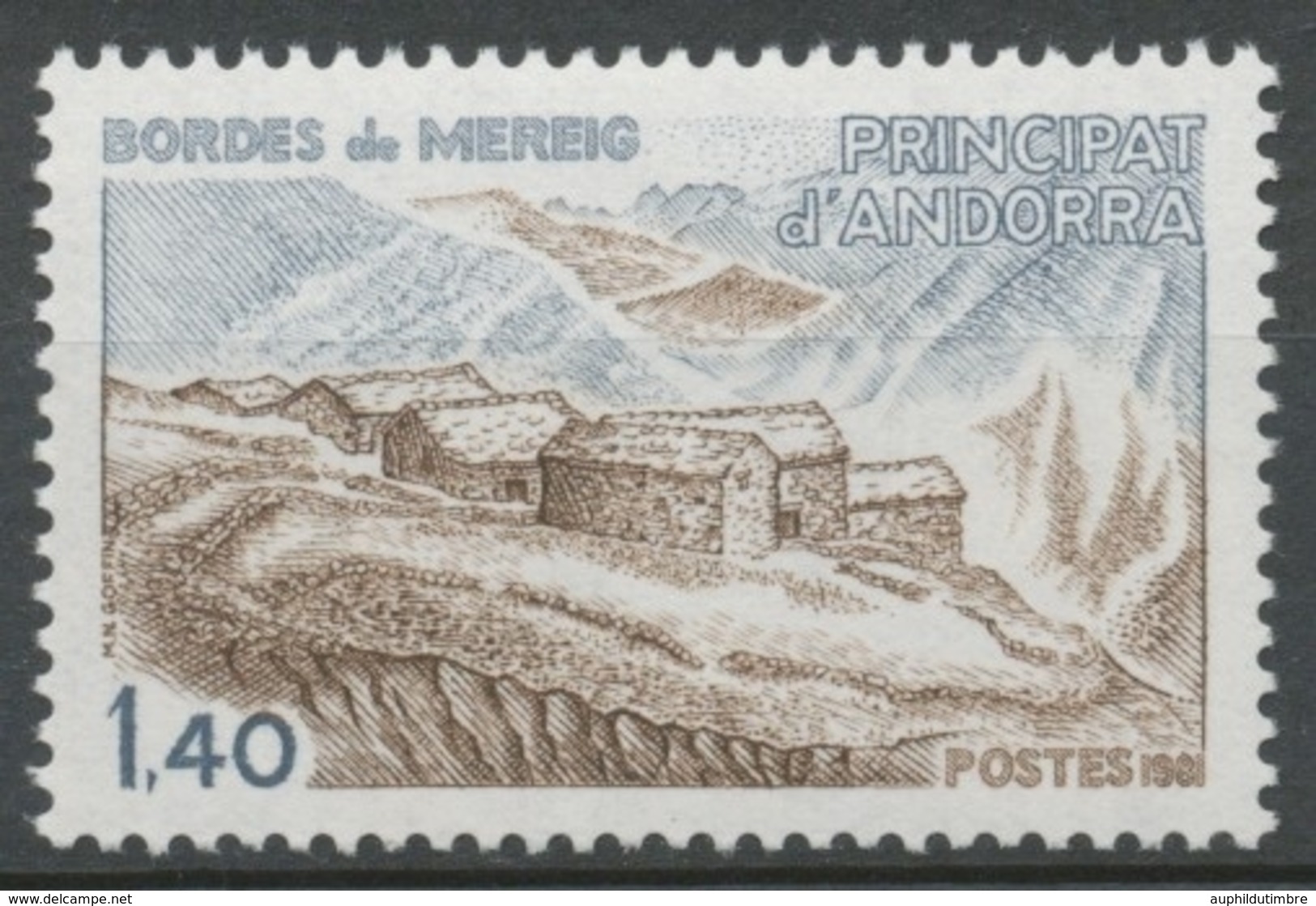 Andorre Français N°291 1f.40 Bleu Et Brun N** ZA291 - Nuovi