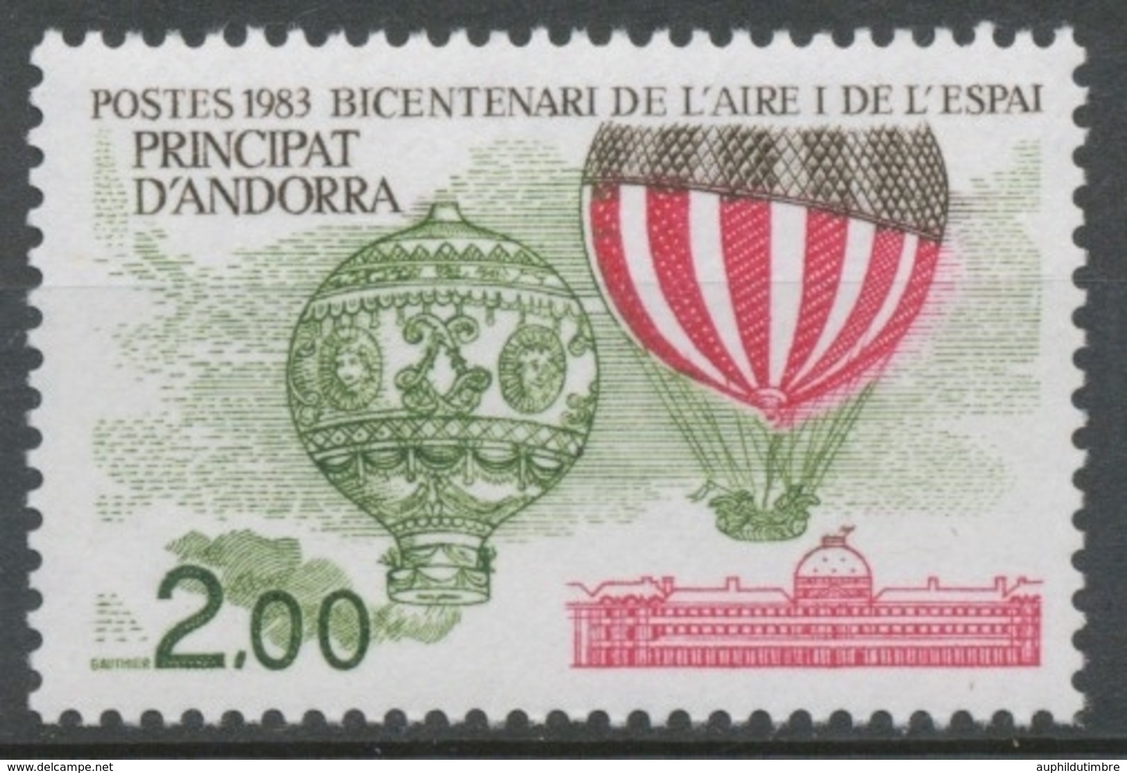 Andorre FR N°310 2f. Brun/rge/vert-olive N** ZA310 - Unused Stamps