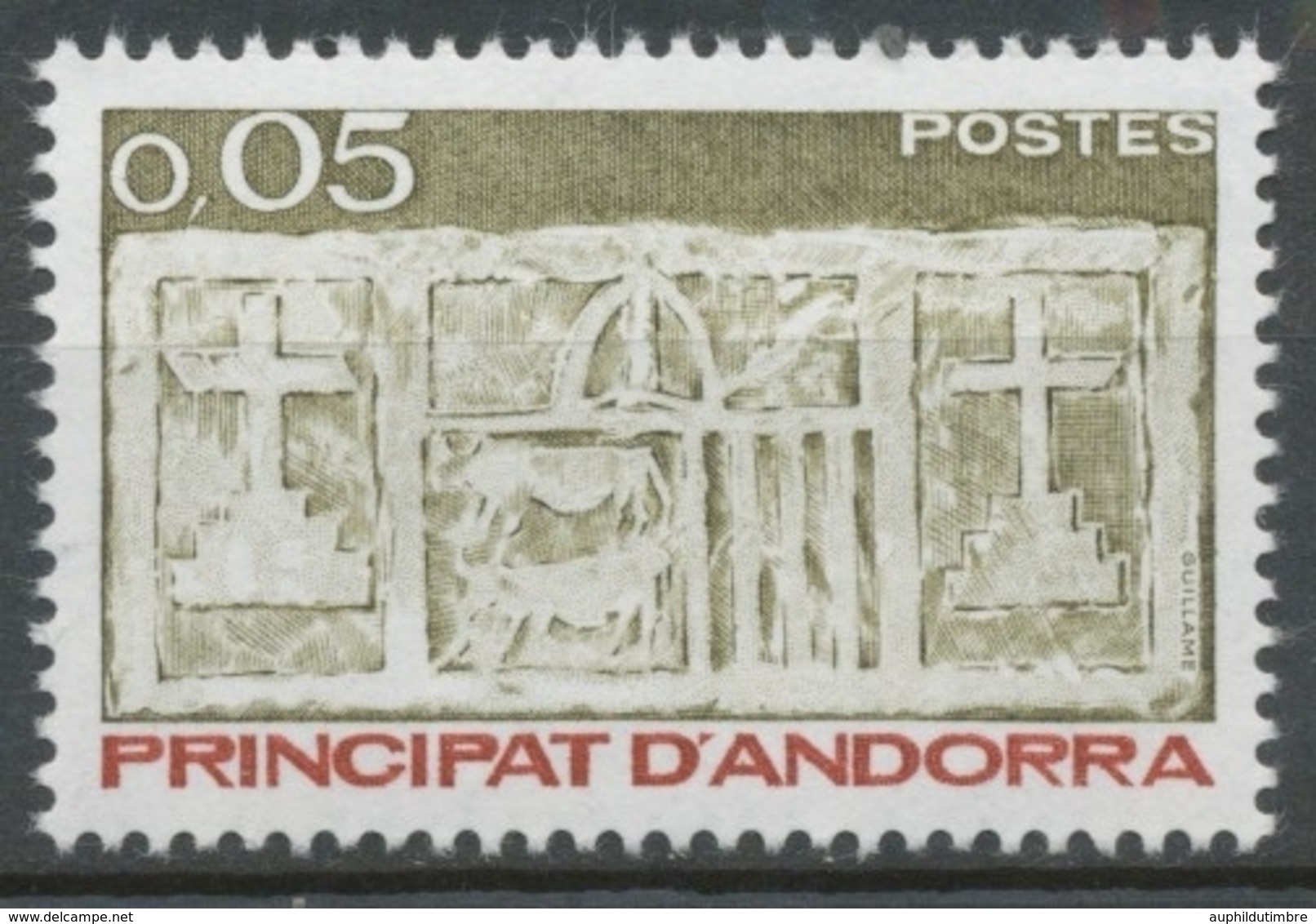 Andorre FR N°316 5c Brun-olive/rouge-brun N** ZA316 - Unused Stamps
