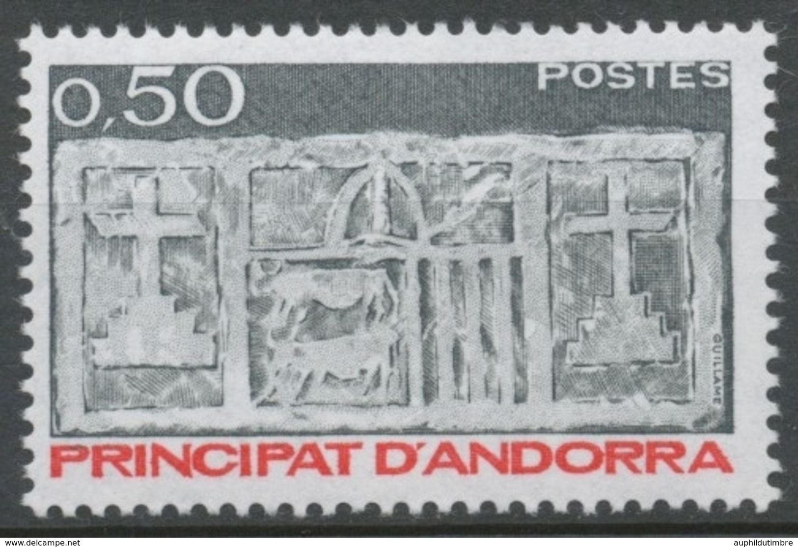 Andorre FR N°321 50c Brun-gris/rouge N** ZA321 - Unused Stamps