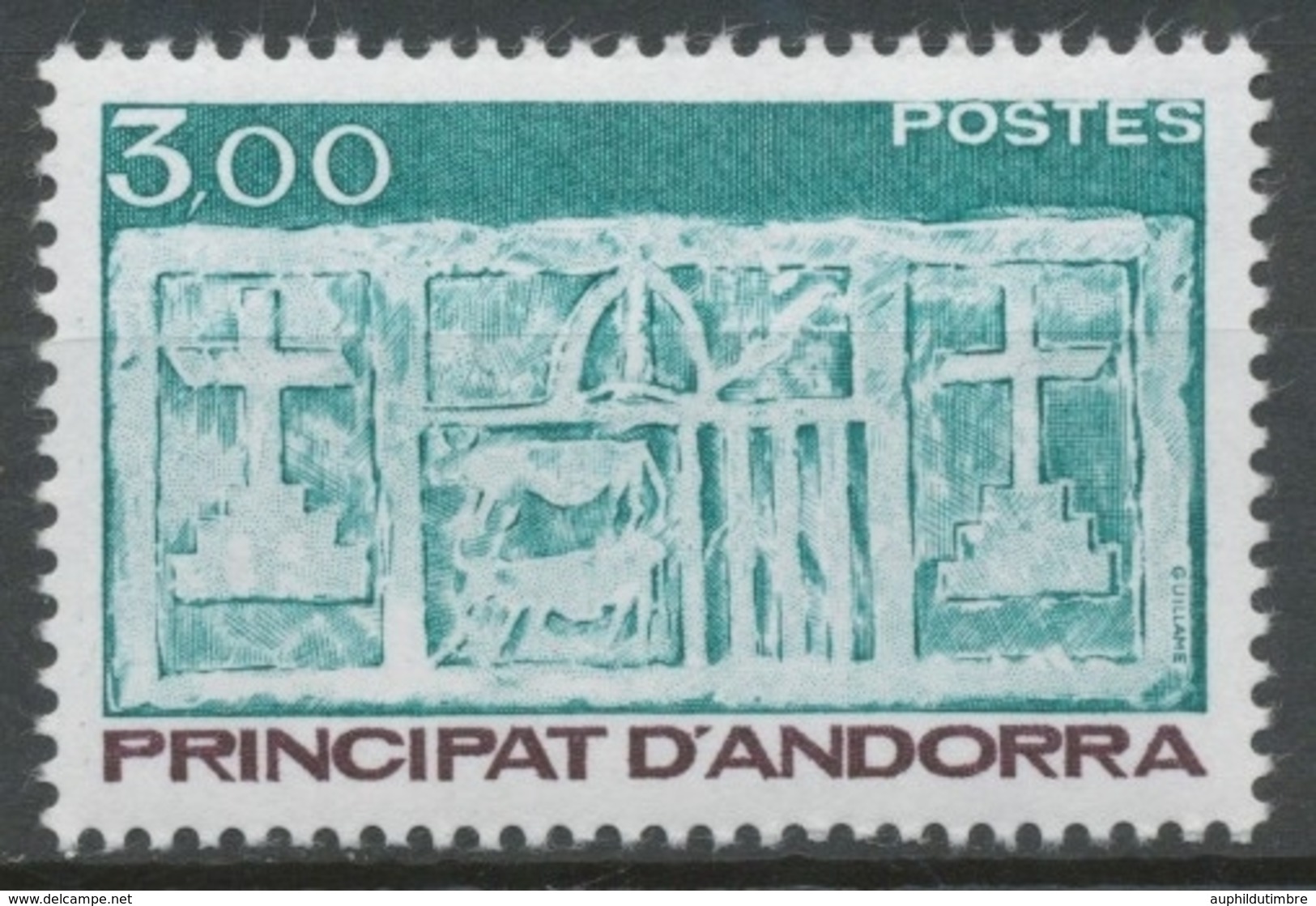 Andorre FR N°335 3f. Vert-bleu/brun-rouge N** ZA335 - Neufs