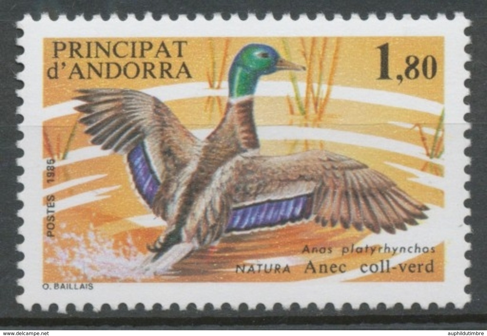 Andorre FR N°342 1f.80 Oiseaux NEUF** ZA342 - Nuovi