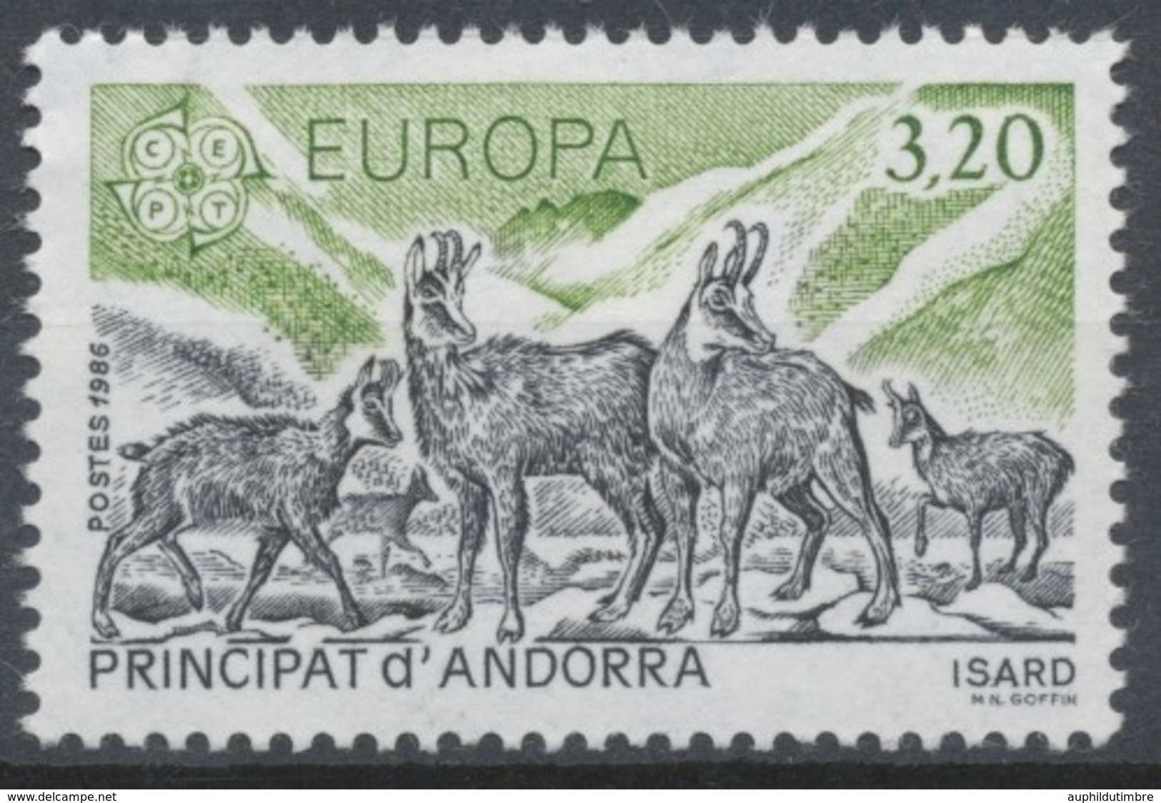 Andorre FR N°349 3f.20 Vert Et Noir N** ZA349 - Ungebraucht