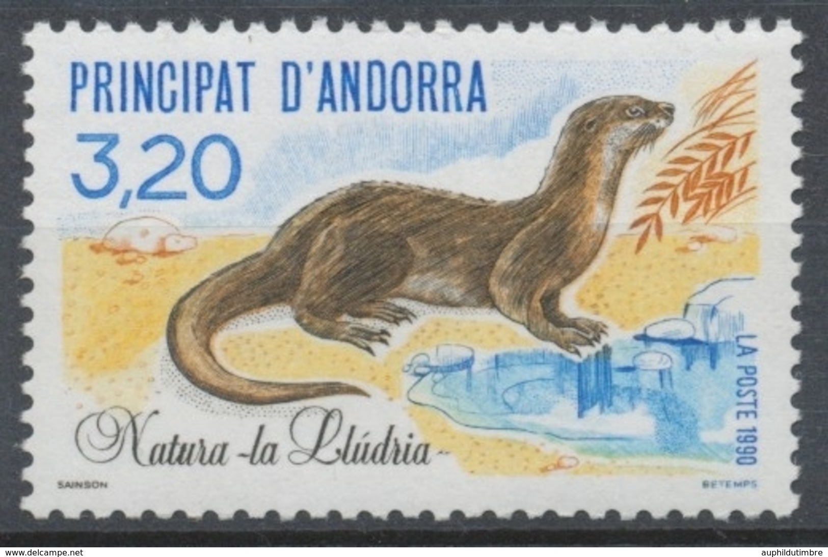 Andorre FR N°394, 3f.20 Loutre NEUF** ZA394 - Unused Stamps