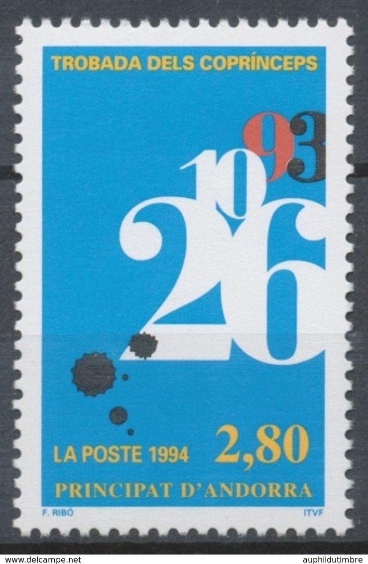 Andorre FR N°453 2f.80 Bleu/jaune/noir/rge N** ZA453 - Nuovi