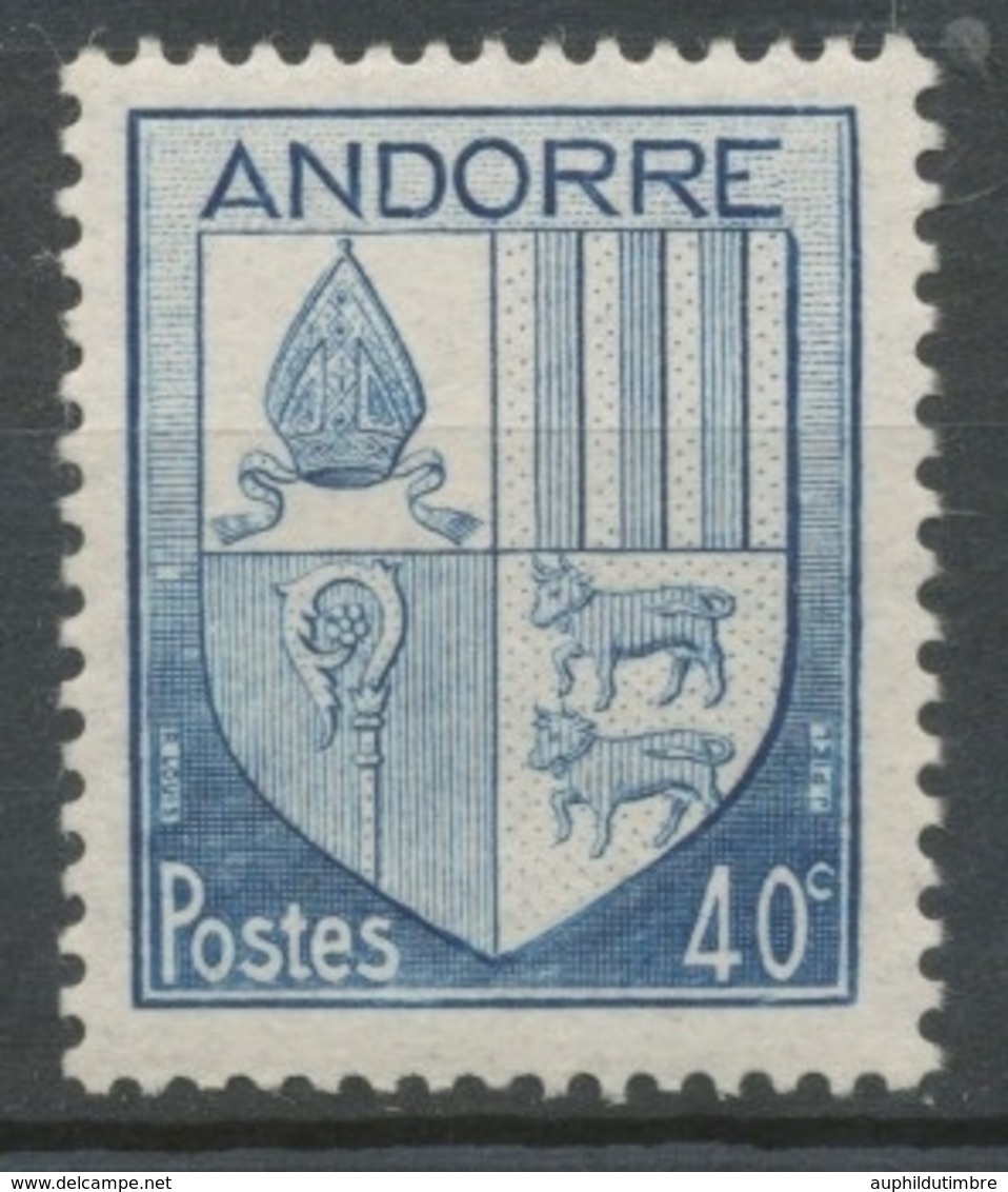 Andorre Français N°95, 40c. Bleu NEUF** ZA95 - Nuovi