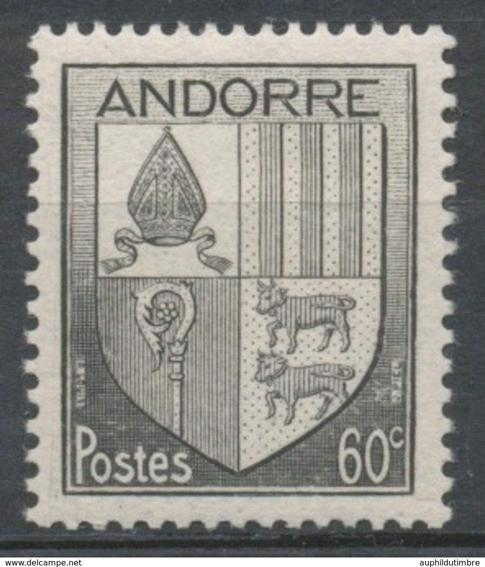 Andorre Français N°97, 60c. Noir NEUF** ZA97 - Unused Stamps