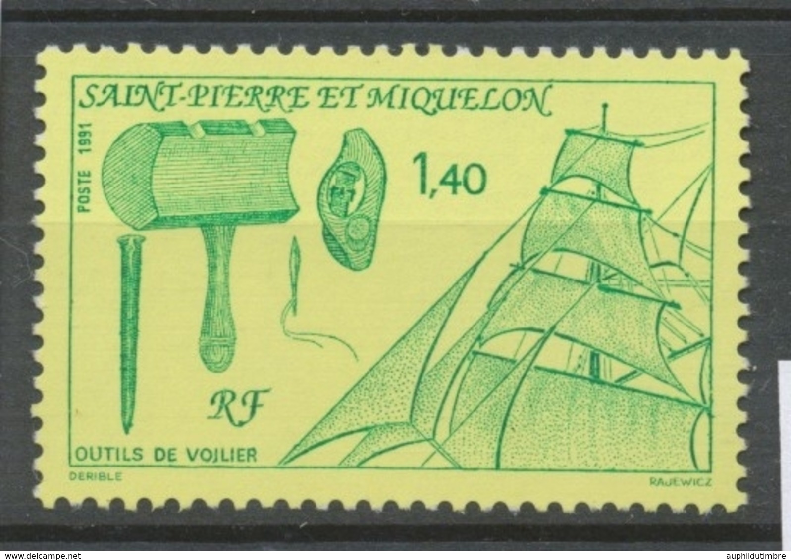 SPM  N°535 Outils De Voilier 1f40 émeraude Sur Jaune Outils, Voilure ZC535 - Unused Stamps