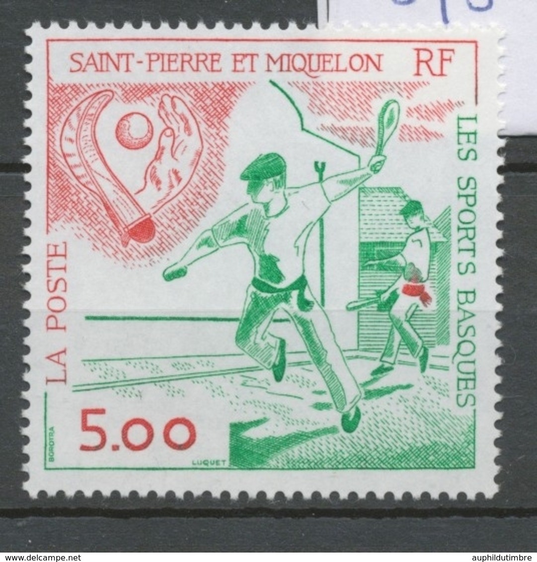 SPM  N°547 Les Sports Basques Joueur De Pala, Chistera, Pelote, Main 5f Rouge, Vert ZC547 - Unused Stamps