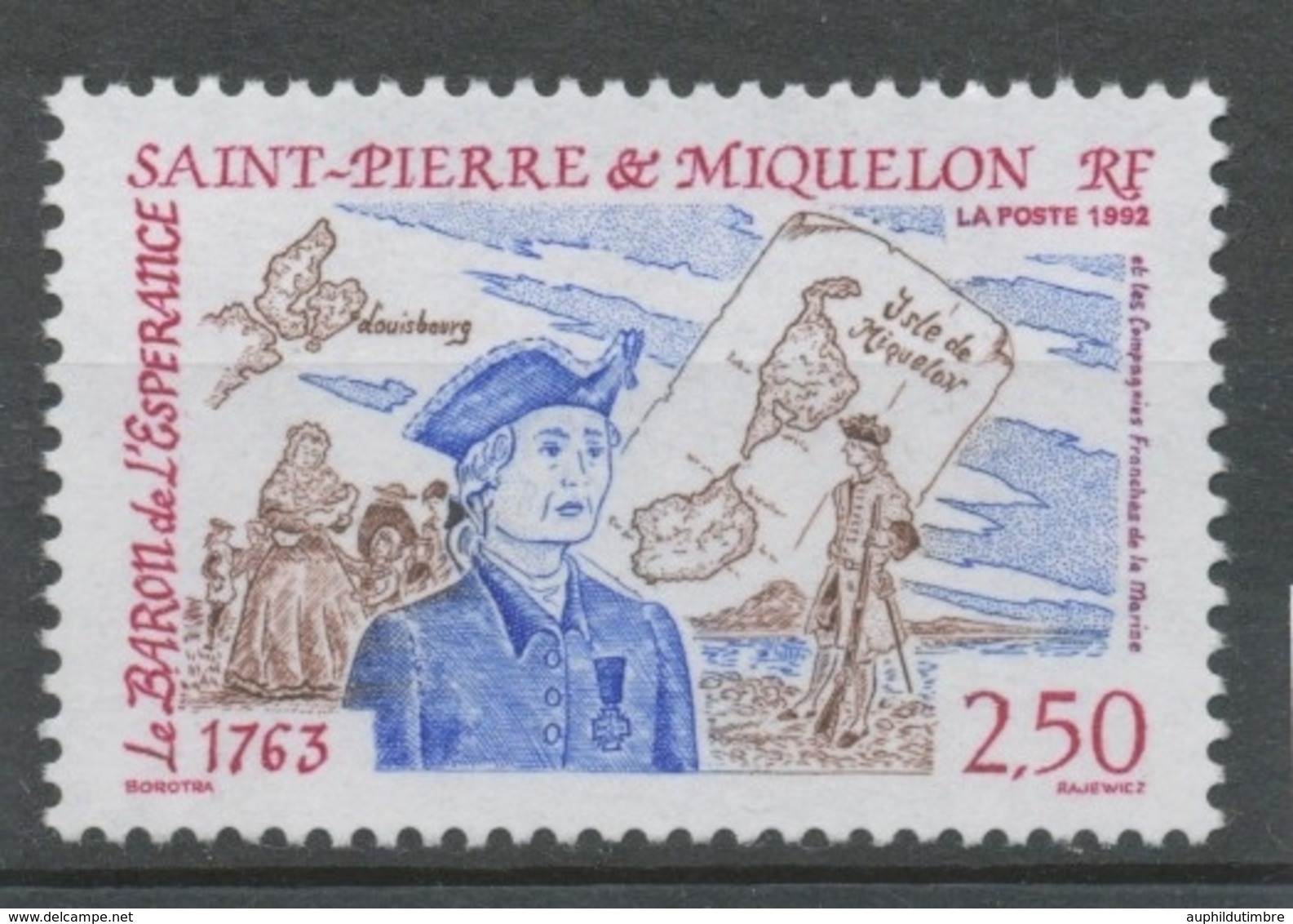 SPM  N°570 Le Baron De L' Espérance, Les Compagnies Franches De La Marine Cartes, Personnages De 1763 2f50 ZC570 - Nuevos
