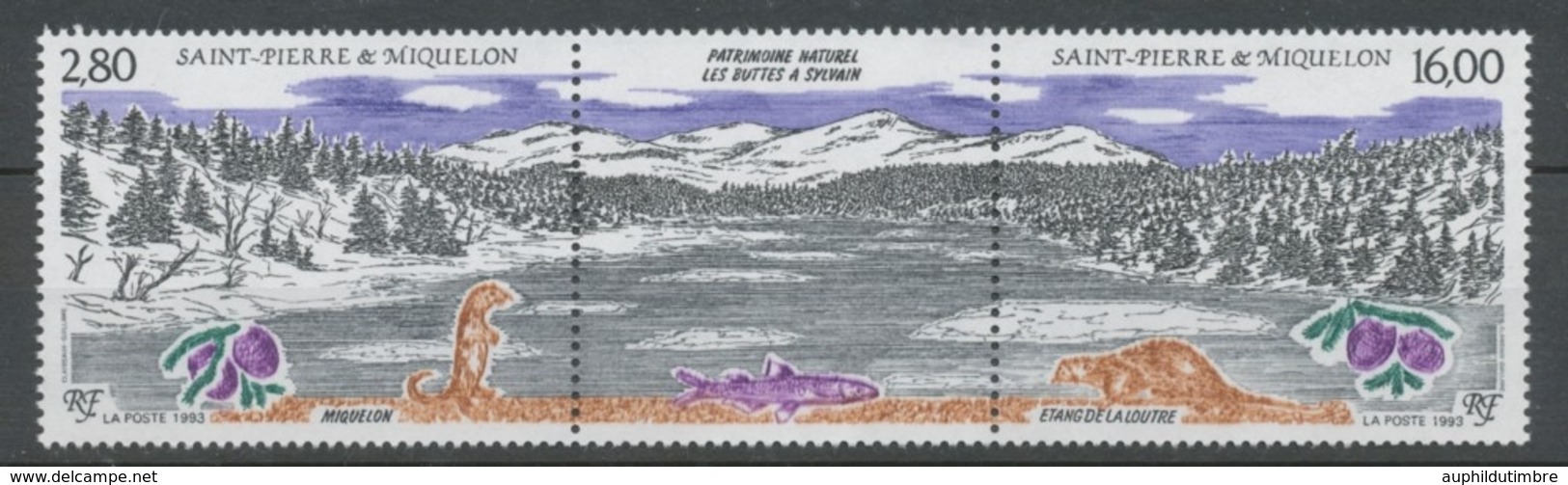 SPM  N°586A Patrimoine Naturel Des Iles St-Pierre-et-Miquelon Le Triptyque Avec Vignette Centrale ZC586A - Nuevos