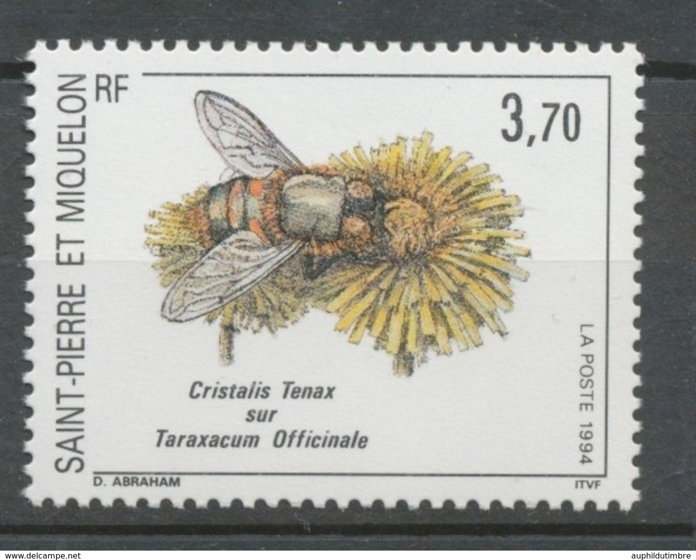 SPM  N°594 Insecte, Fleur 3f70 Cristalis Tenax Sur Taraxacum Officinale ZC594 - Neufs