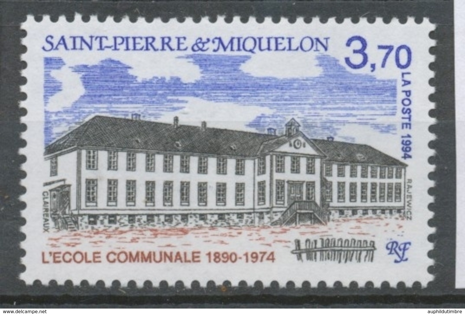 SPM  N°607 Bâtiments Publics L' Ecole Communale Vue De La Façade 3f70 Bleu, Noir, Brun-rouge ZC607 - Neufs