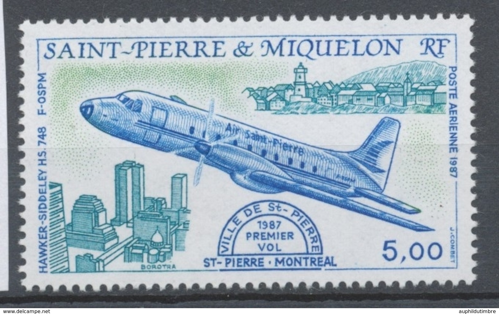 SPM  N°64 Avion "Ville De St-Pierre" 5f  Hawker-Siddeley HS 748 ; 1er Vol St-P - Montréal En 1987 ZC64 - Nuevos