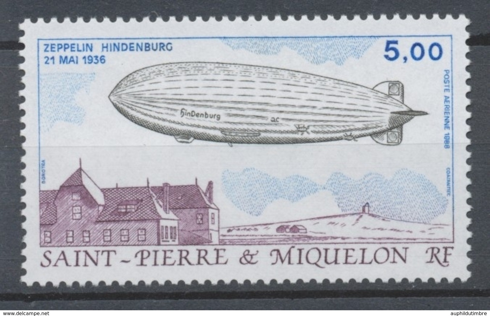 SPM  N°66 Transports Aériens 5f Eppelin "Hindenburg" ZC66 - Unused Stamps