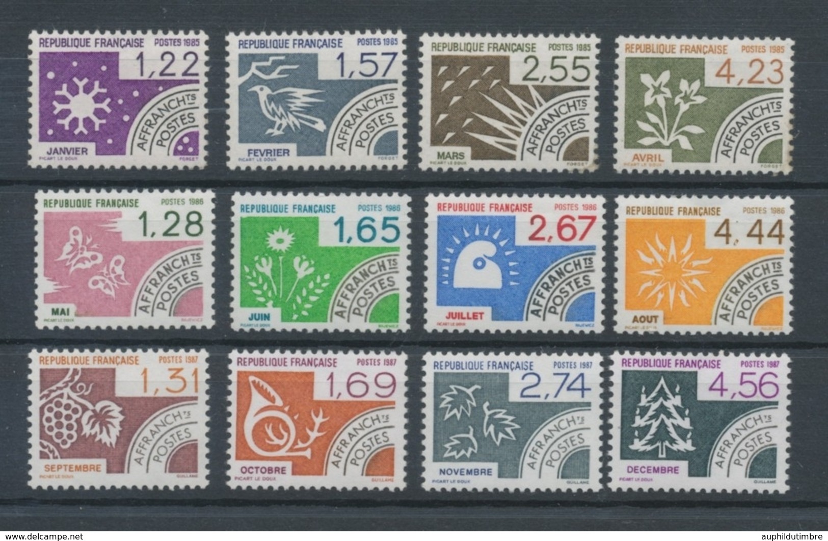 Préos N°186-197 Série Les Mois De L'année 12 Valeurs ZP186B - 1964-1988