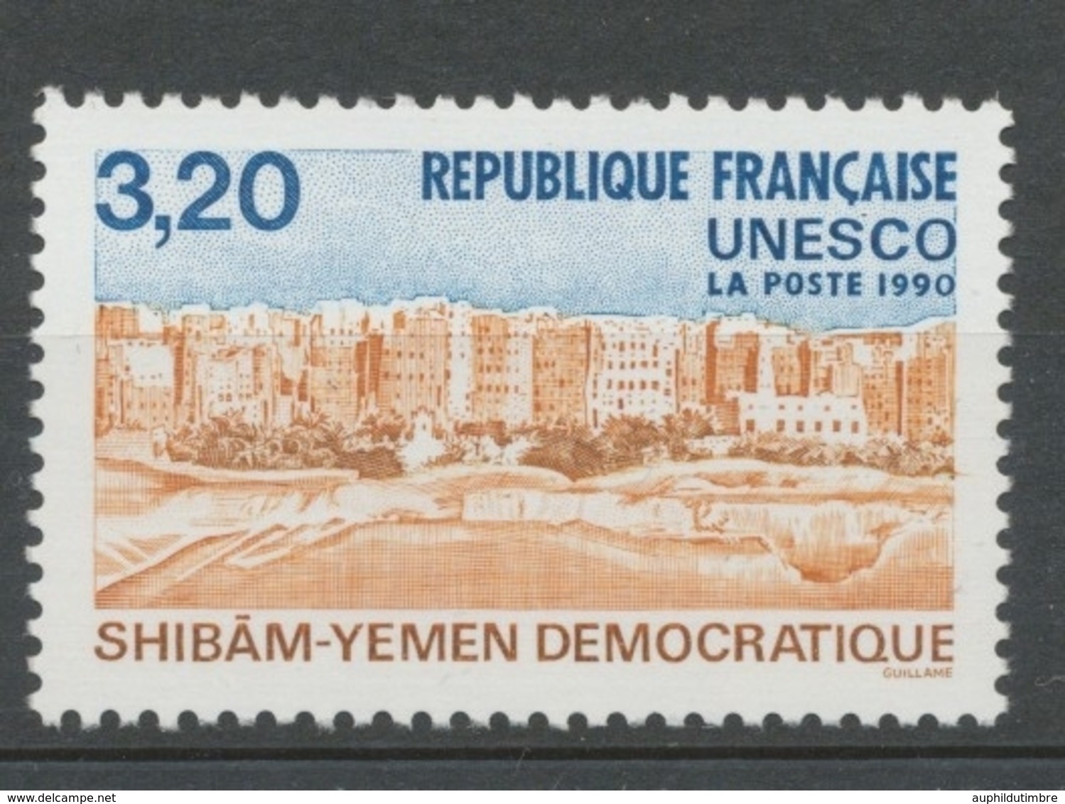 Service N°103 UNESCO Shibam - Yémen Du Sud 3f20 Bleu, Bleu Clair, Brun-roux ZS103 - Neufs