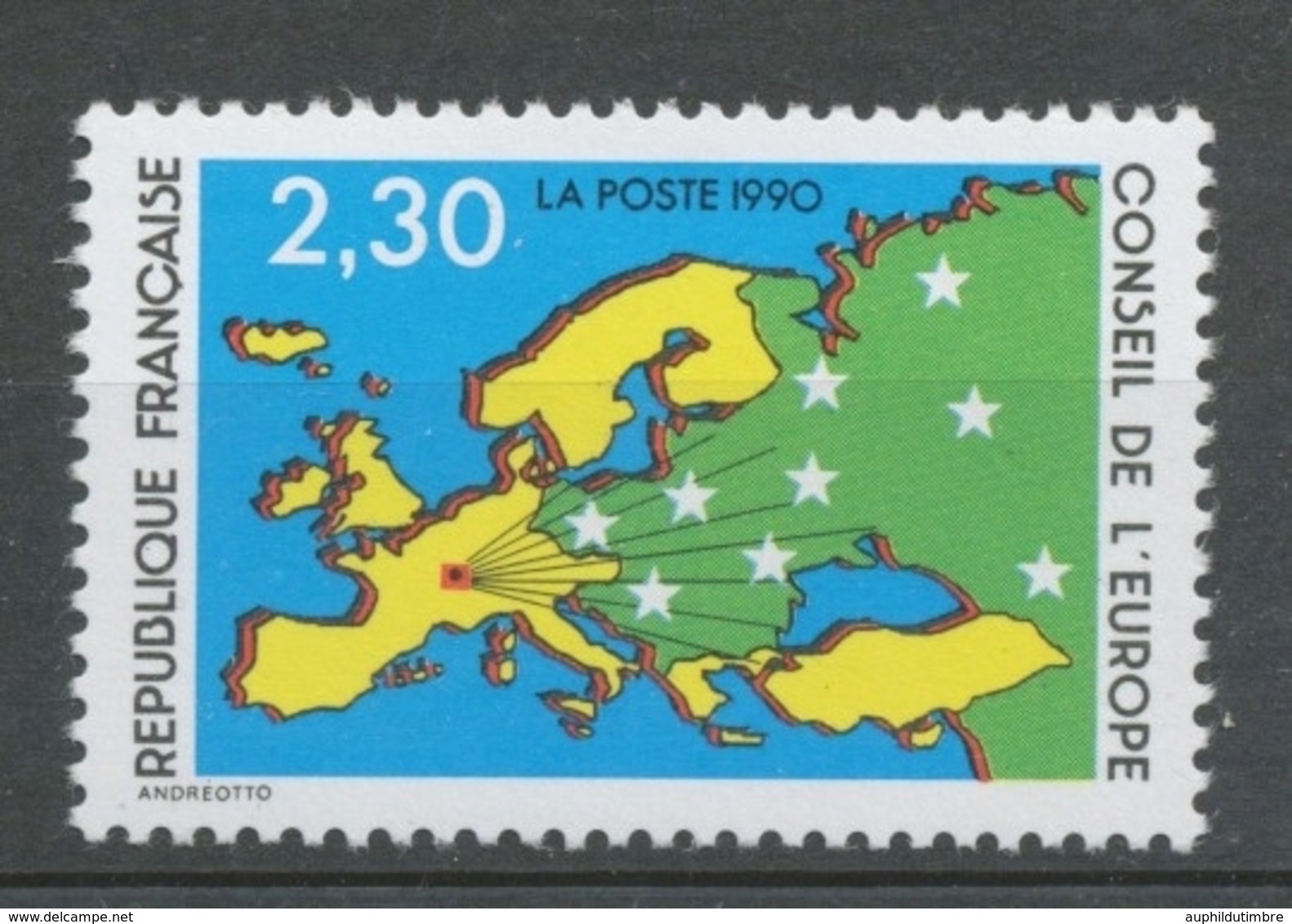 Service N°104 Conseil Europe Carte D' Europe, étoiles 2f30 ZS104 - Neufs