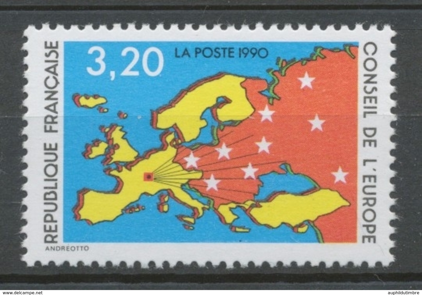 Service N°105 Conseil Europe Carte D' Europe, étoiles 3f20 ZS105 - Neufs