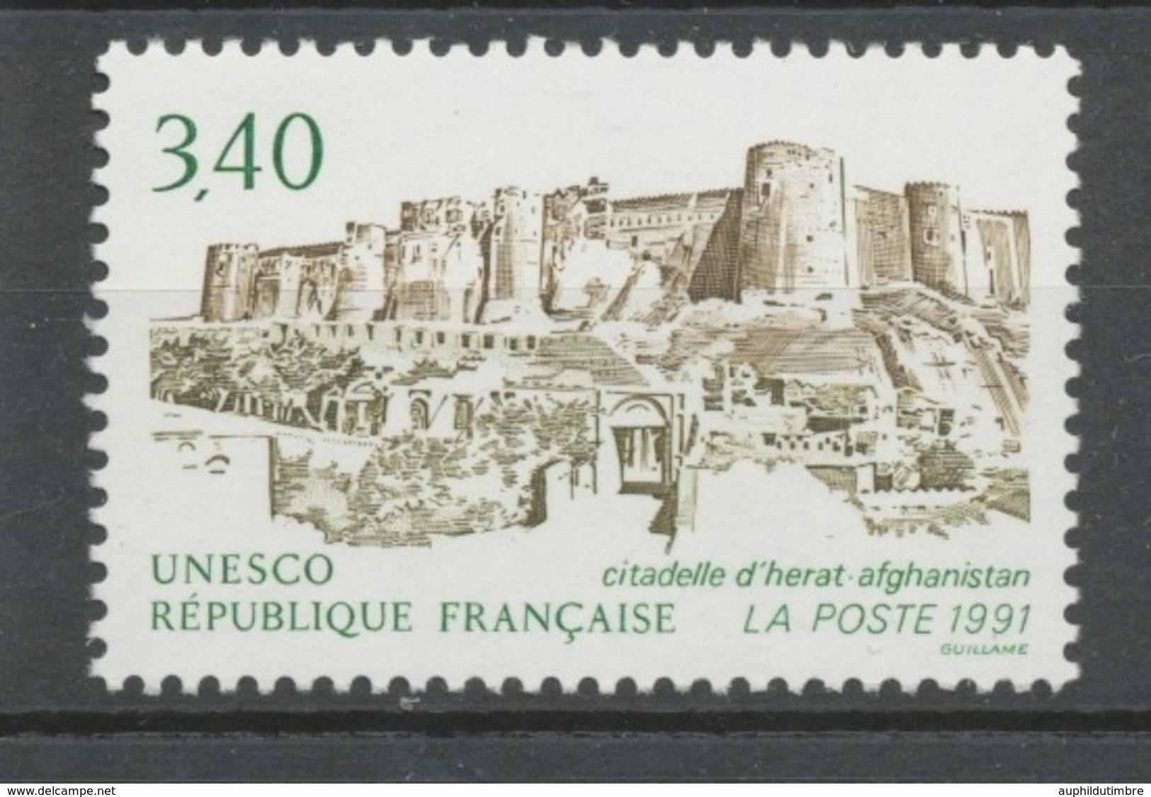 Service N°109 UNESCO Citadelle D' Herat  - Afghanistan 3f40 Vert, Brun-olive, Brun ZS109 - Mint/Hinged