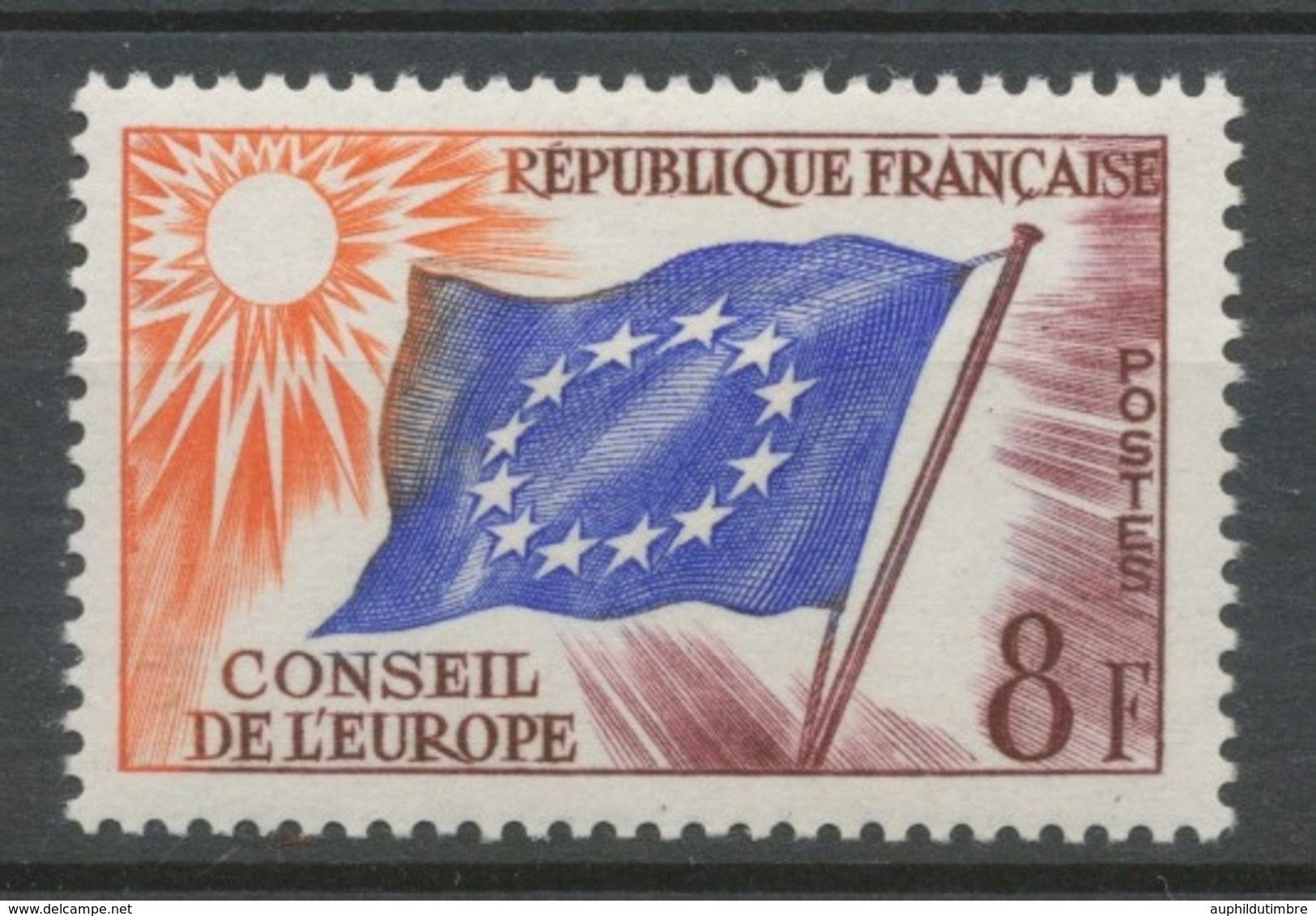 Service N°17 Conseil Europe 8 F Violet, Bleu Foncé, Orange ZS17 - Mint/Hinged