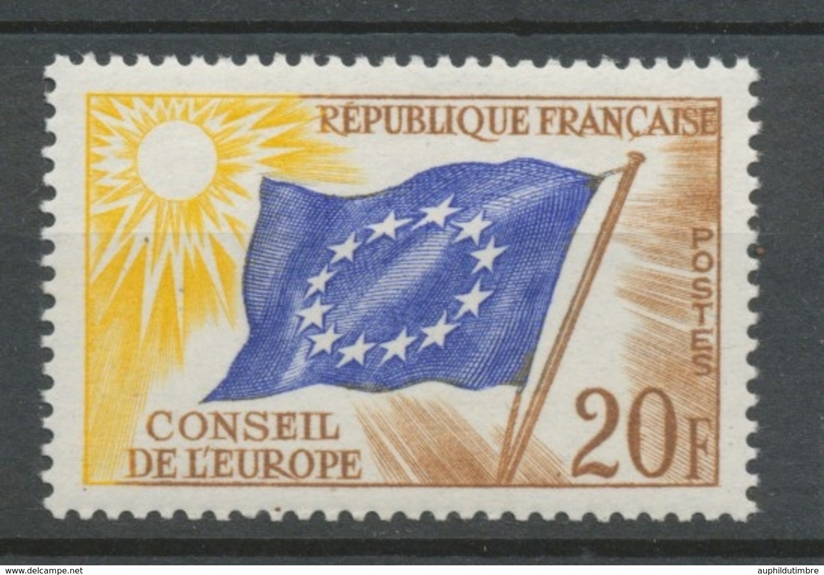 Service N°18 Conseil Europe 20 F Ocre, Bleu Foncé Et Jaun ZS18 - Neufs