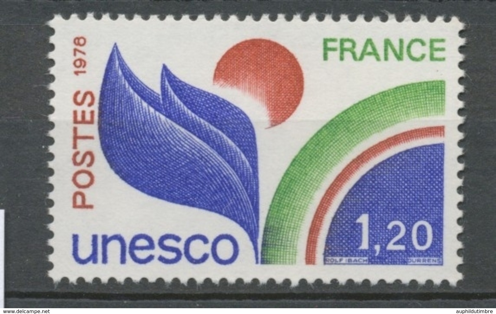 Service N°56 UNESCO 1 F.20 Vert, Outremer Et Brun-rouge ZS56 - Nuevos