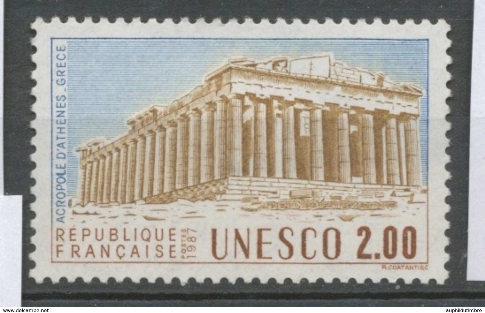 Service N°98 UNESCO Acropole D' Athènes - Grèce 2f Bleu, Beige, Brun ZS98 - Mint/Hinged