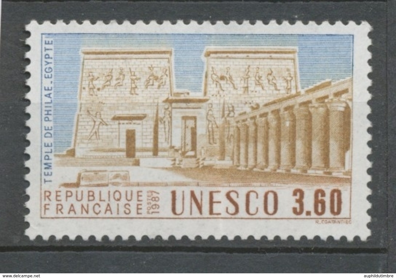 Service N°99 UNESCO Temple De Philae - Egypte 3f60 Bleu, Beige, Brun ZS99 - Ongebruikt