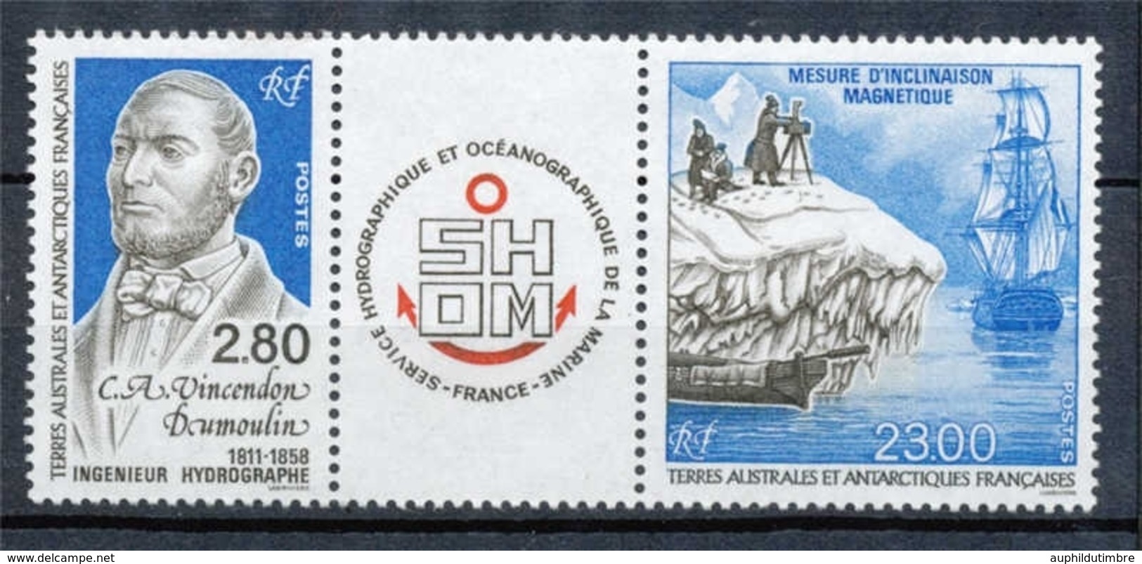 T.A.A.F 1994 N°193A Triptyque Hommage à Adrien Vincendon Dumoulin (1811-1858) N** ZT119A - Unused Stamps