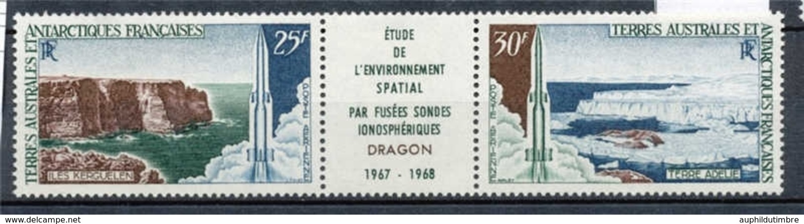 T.A.A.F Aérien 1968 N°16A Etude Environnement Spatial (Dragon). Triptyque N** ZT141A - Corréo Aéreo