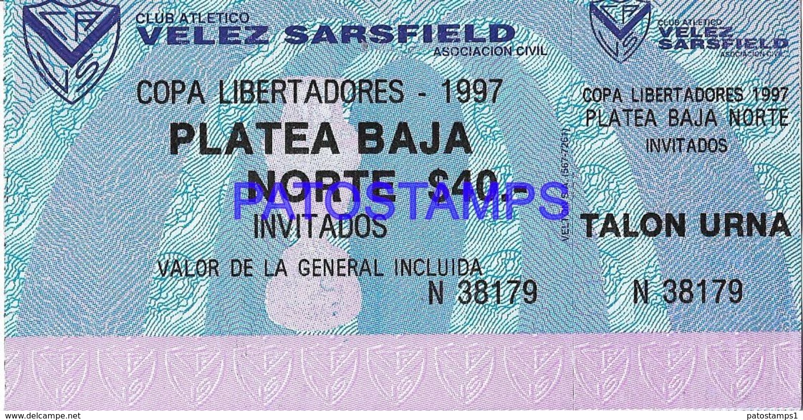 136262 ARGENTINA BS AS SPORTS SOCCER FUTBOL VELEZ SARSFIELD COPA LIBERTADORES TICKET NO POSTAL POSTCARD - Sonstige & Ohne Zuordnung