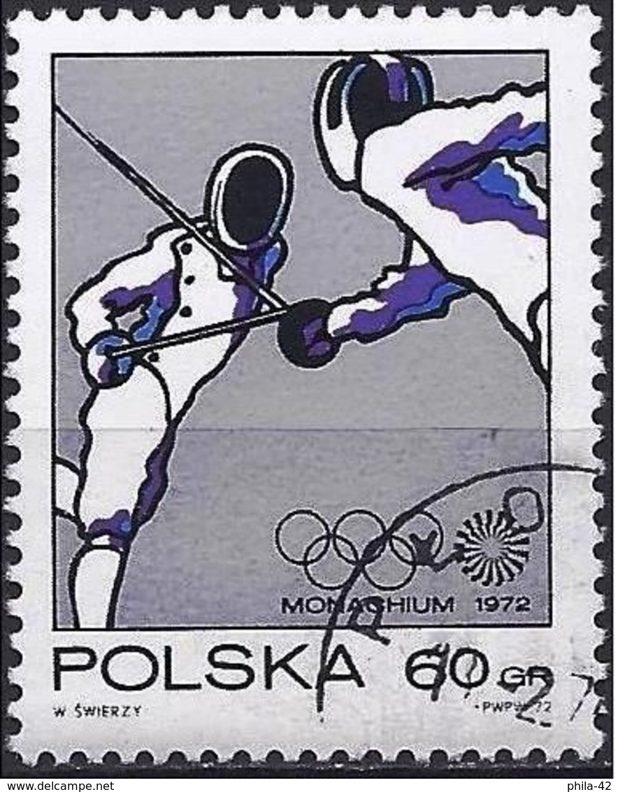 Poland 1972 - Mi 2152 - YT 1998 ( Munich Olympics : Fencing ) - Used Stamps