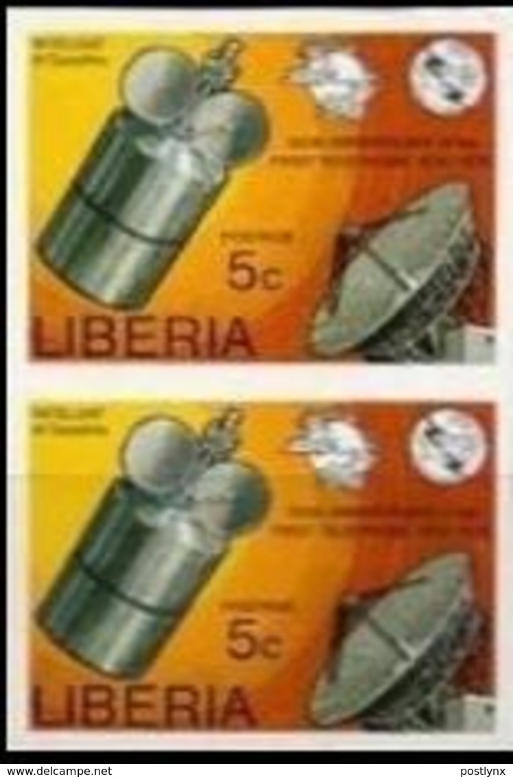 LIBERIA 1976 Telecom UPU ITU Space Intelsat IV Satellite Parabole 5c IMPERF.PAIR - Verenigde Staten