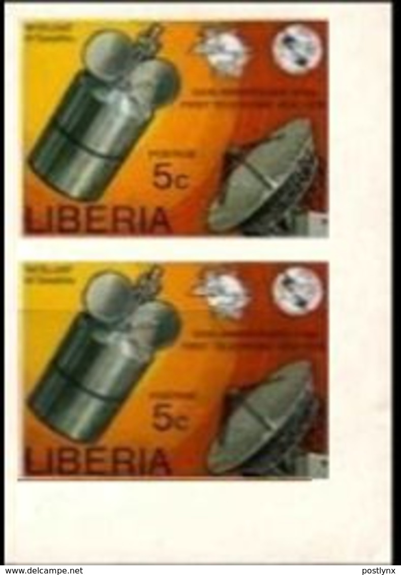 LIBERIA 1976 Telecom UPU ITU Space Intelsat IV Satellite Parabole 5c MARG.IMPERF.PAIR - USA