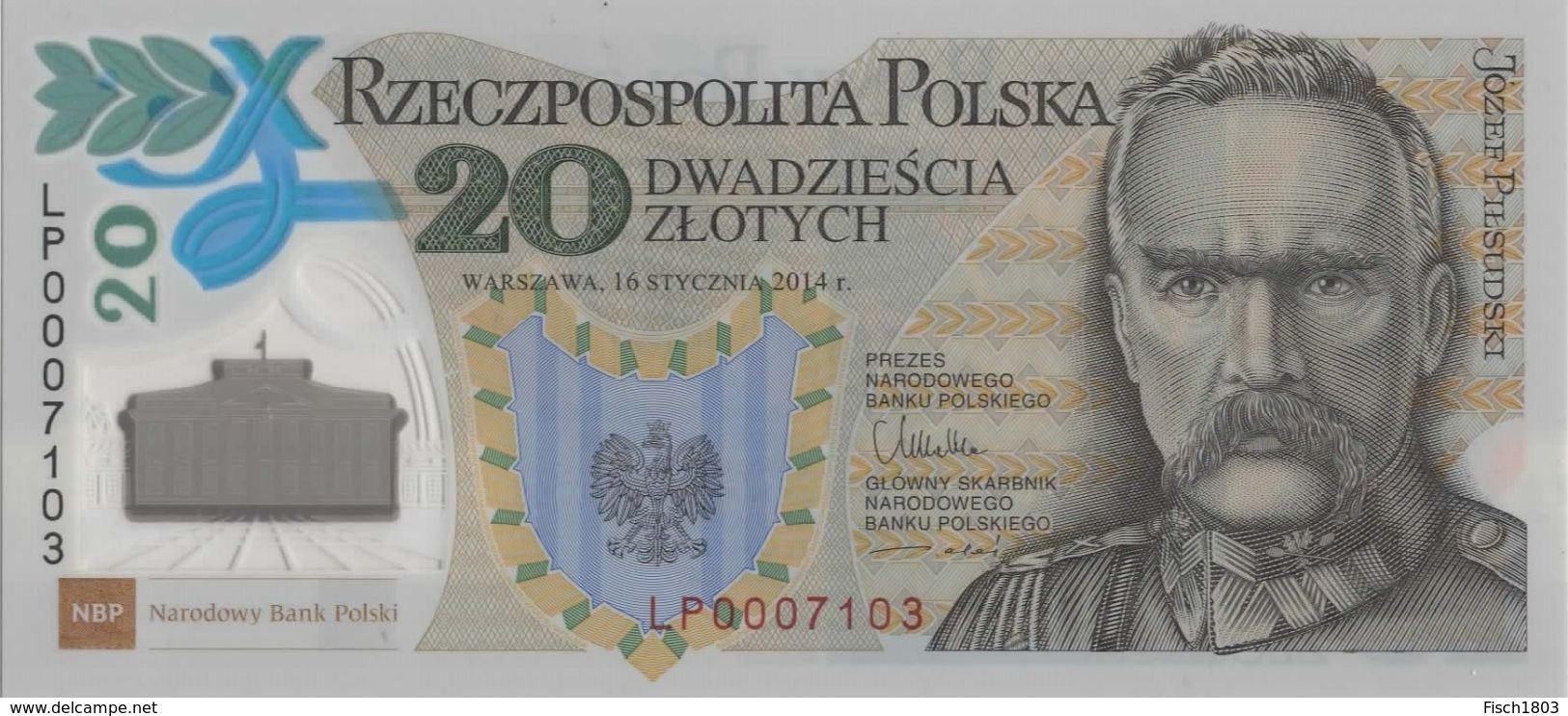 Polen Gedenkbanknote 16.01.2014 Polymer  UNC - Pologne