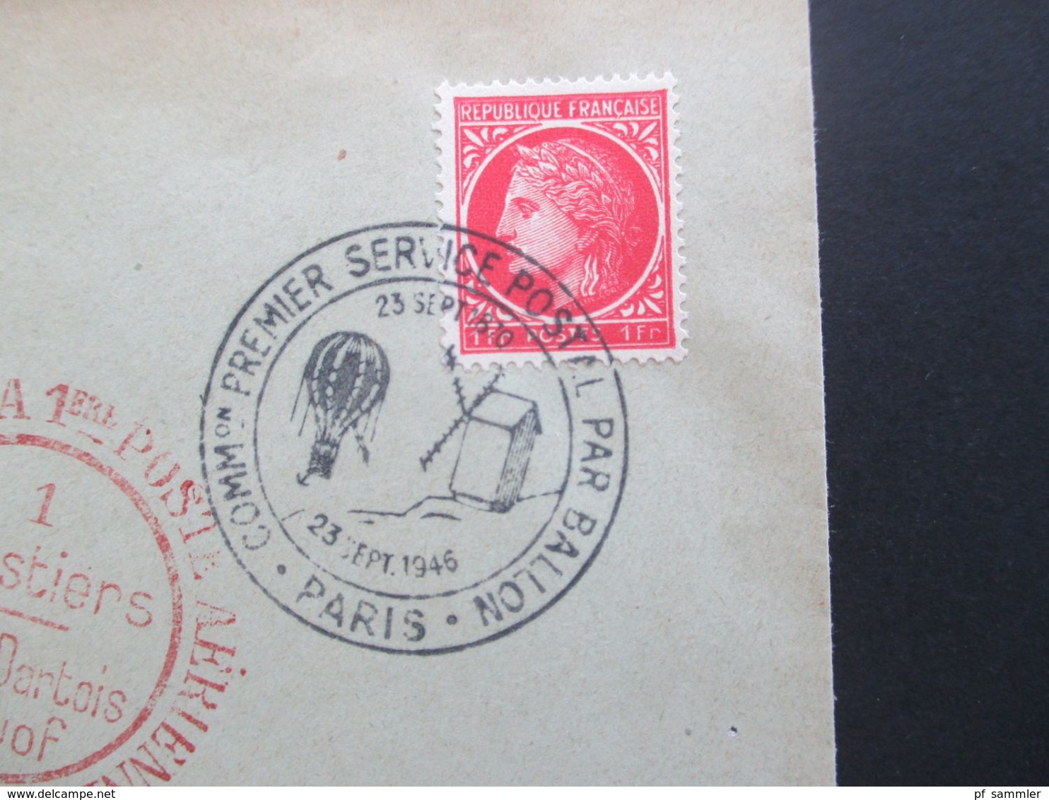 Frankreich 1946 1er Aérostiers Nadar-Dartois-Duruof Créateurs De La 1ère Poste Aérienne 3 Verschiedene Stempel - 1927-1959 Storia Postale