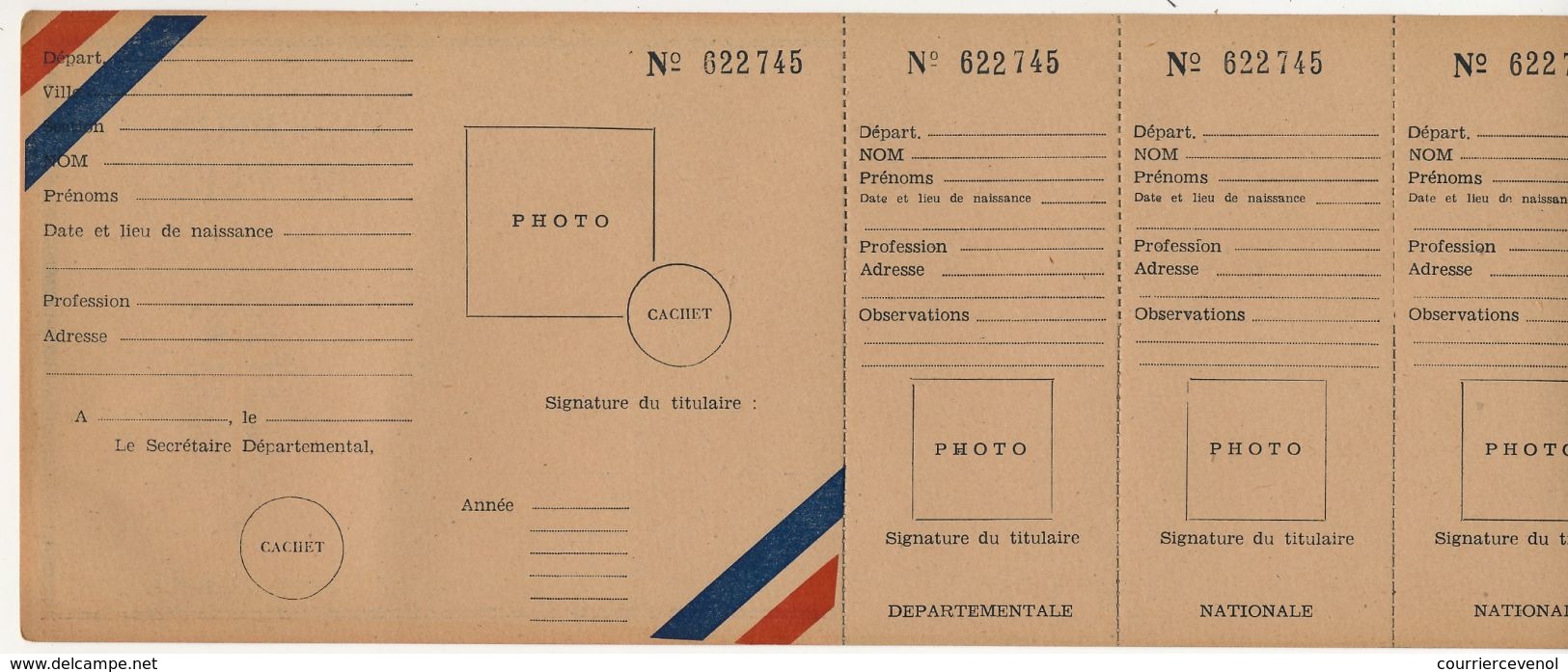 Carte D'adhérent Au RPF (Rassemblement Peuple Francais) Neuve + 3 Volets Admin. + 3 Volets Tampon Fécamp - Documents Historiques