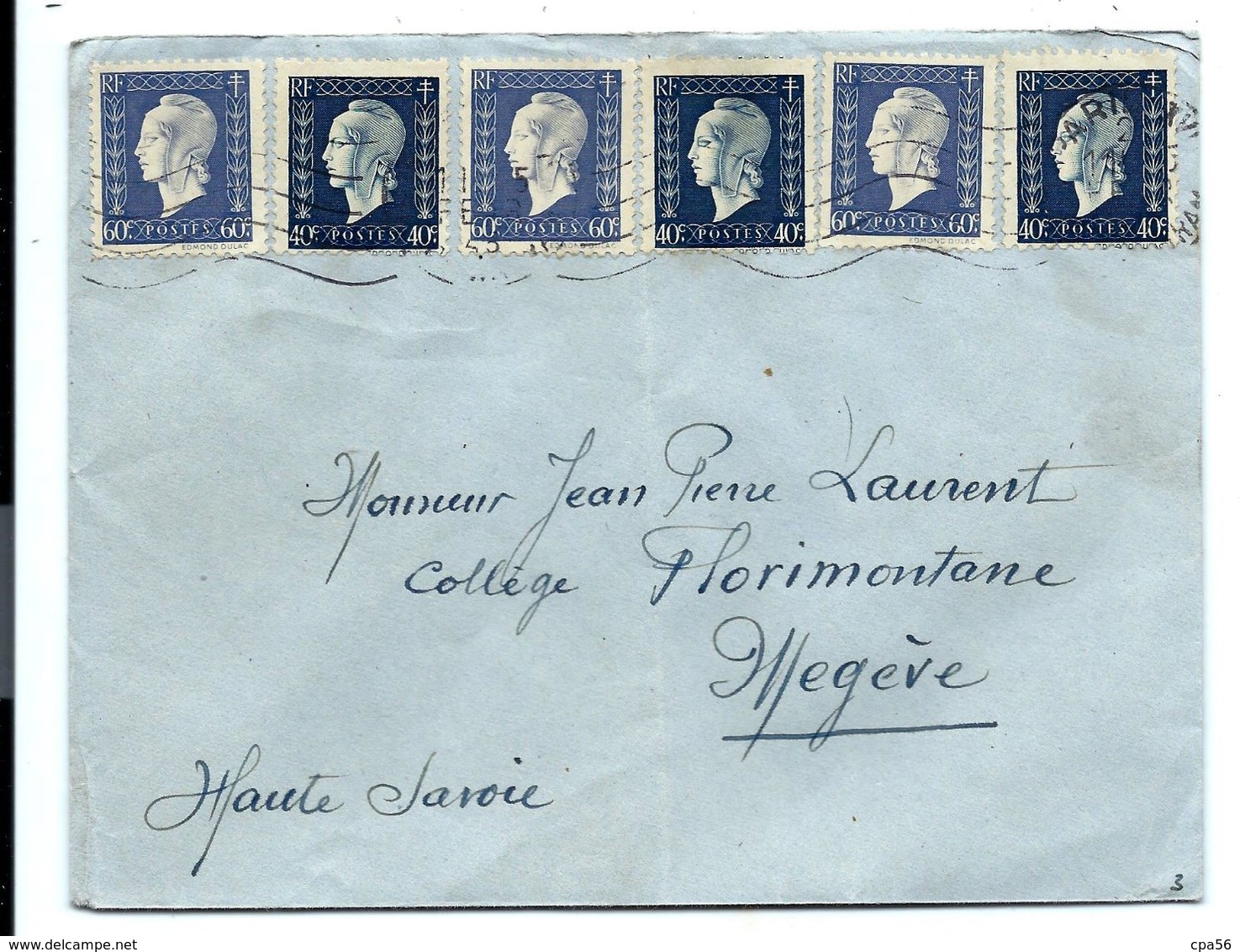 Enveloppe 1946 - Affranchissement 3F En Multiple Marianne Dulac 40 Et 60c - Covers & Documents
