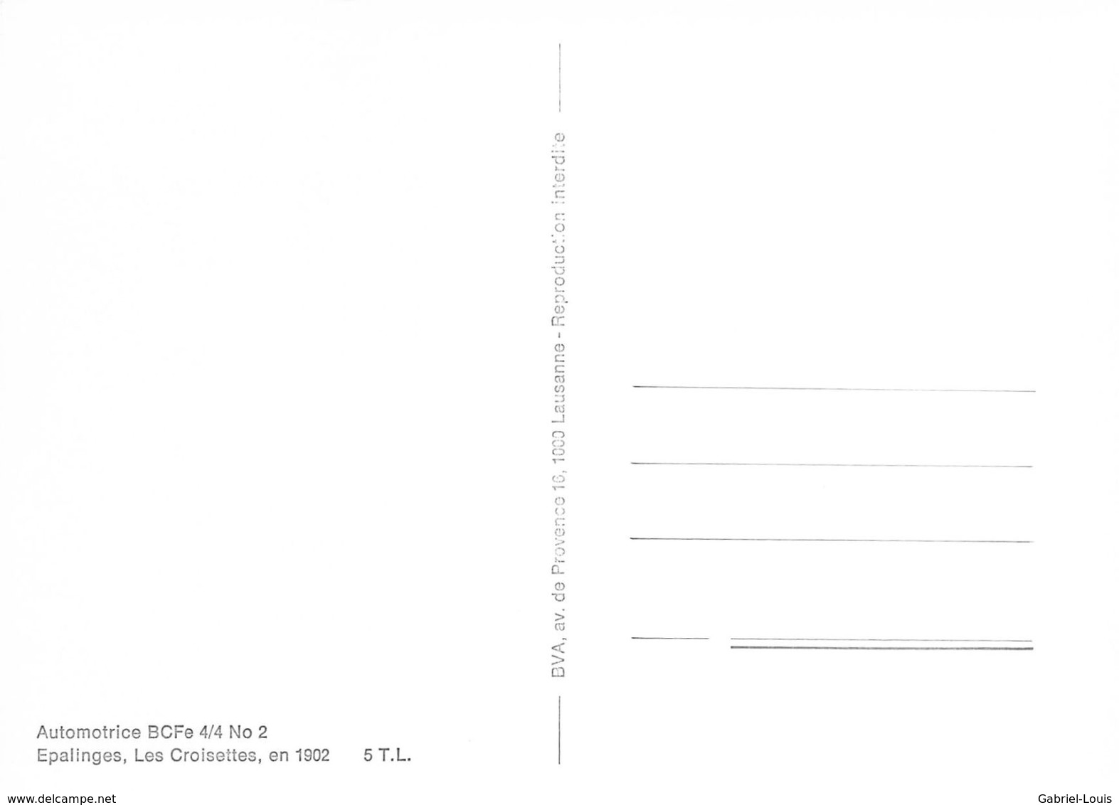 BVA -  Transports Publics Lausannois (TL T.L.) Epalinges, Les Croisettes BCFe 4/4 No 2 En 1902 - Épalinges