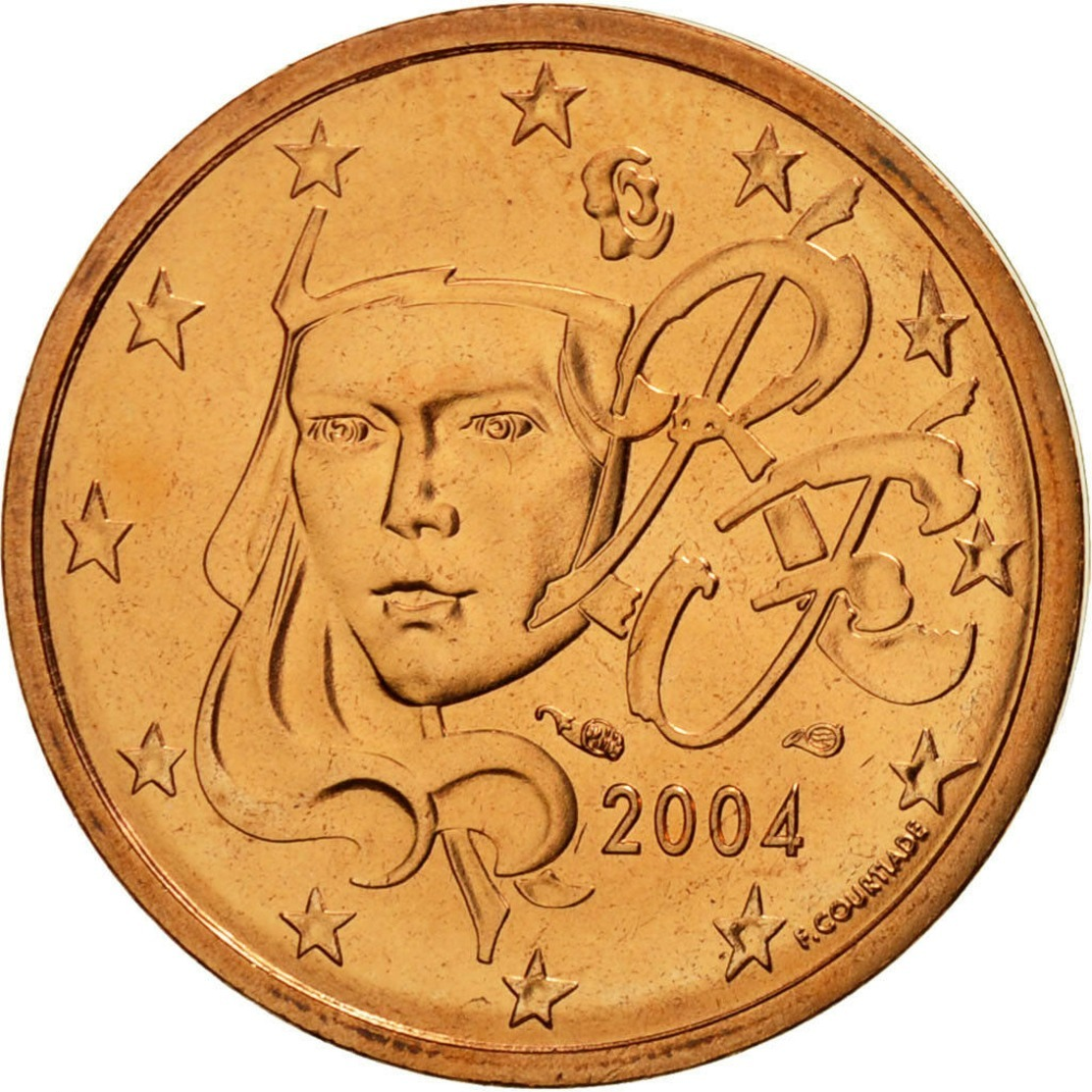 MONNAIE 1 Centime Euro France 2004 Euro Fautée Error 1 Cote Acier 1 Cote Cuivree - Abarten Und Kuriositäten