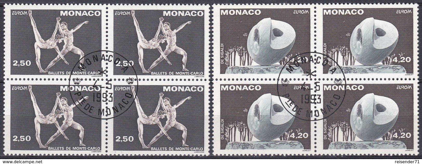 Monaco 1993 Organisationen Europa CEPT Kunst Arts Kultur Culture Tanz Dancing Skulpturen Sigaldi, Mi. 2120-1 Gest. - Usados