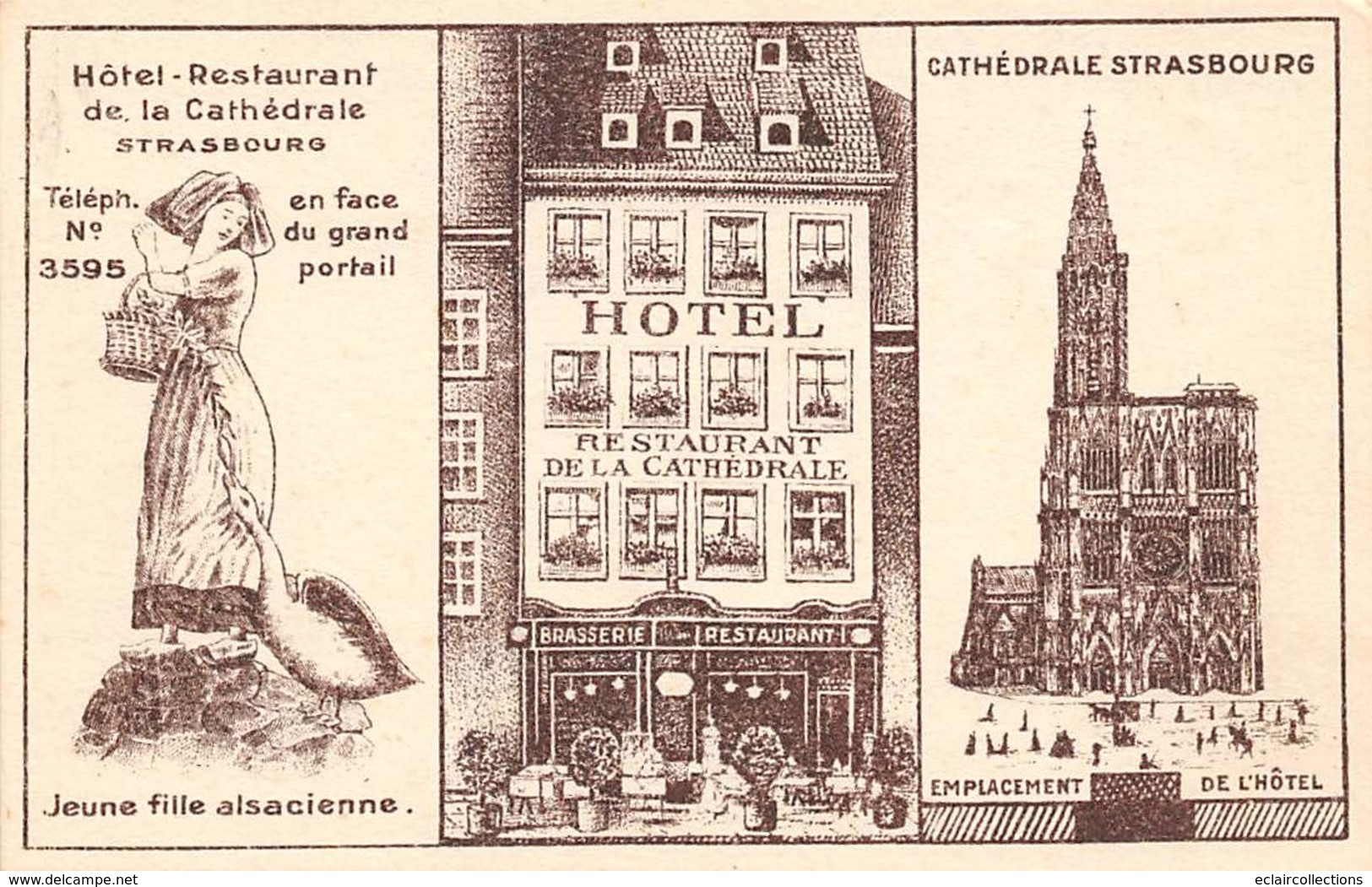 Strasbourg       67       Publicité Pour Hôtel Restaurant De La Cathédrale   ( Voir Scan) - Straatsburg