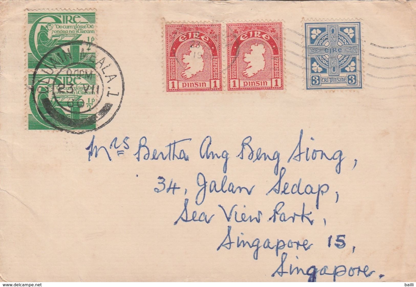 Irlande Lettre Pour Singapour 1960 - Brieven En Documenten