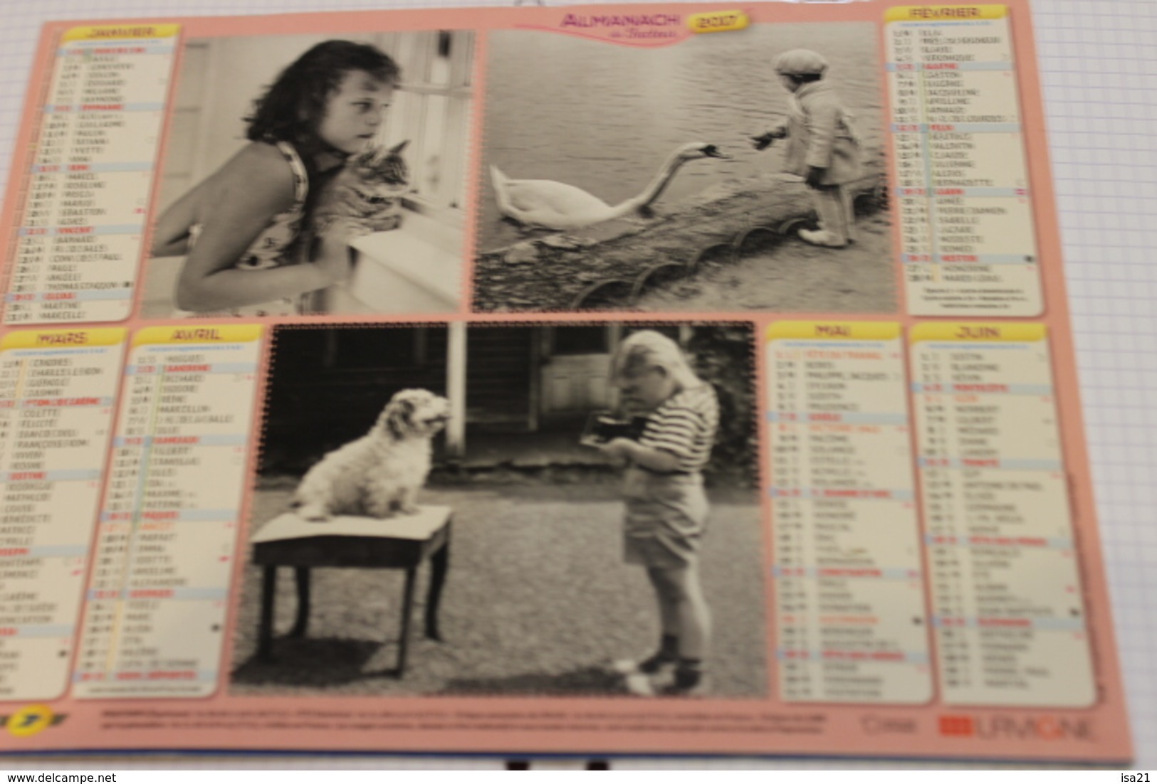 ALMANACH DU FACTEUR Calendrier Des Postes 2017, SOMME: JEUNES ENFANTS Avec Animaux,  Carton Souple, 6 Photos - Big : 2001-...