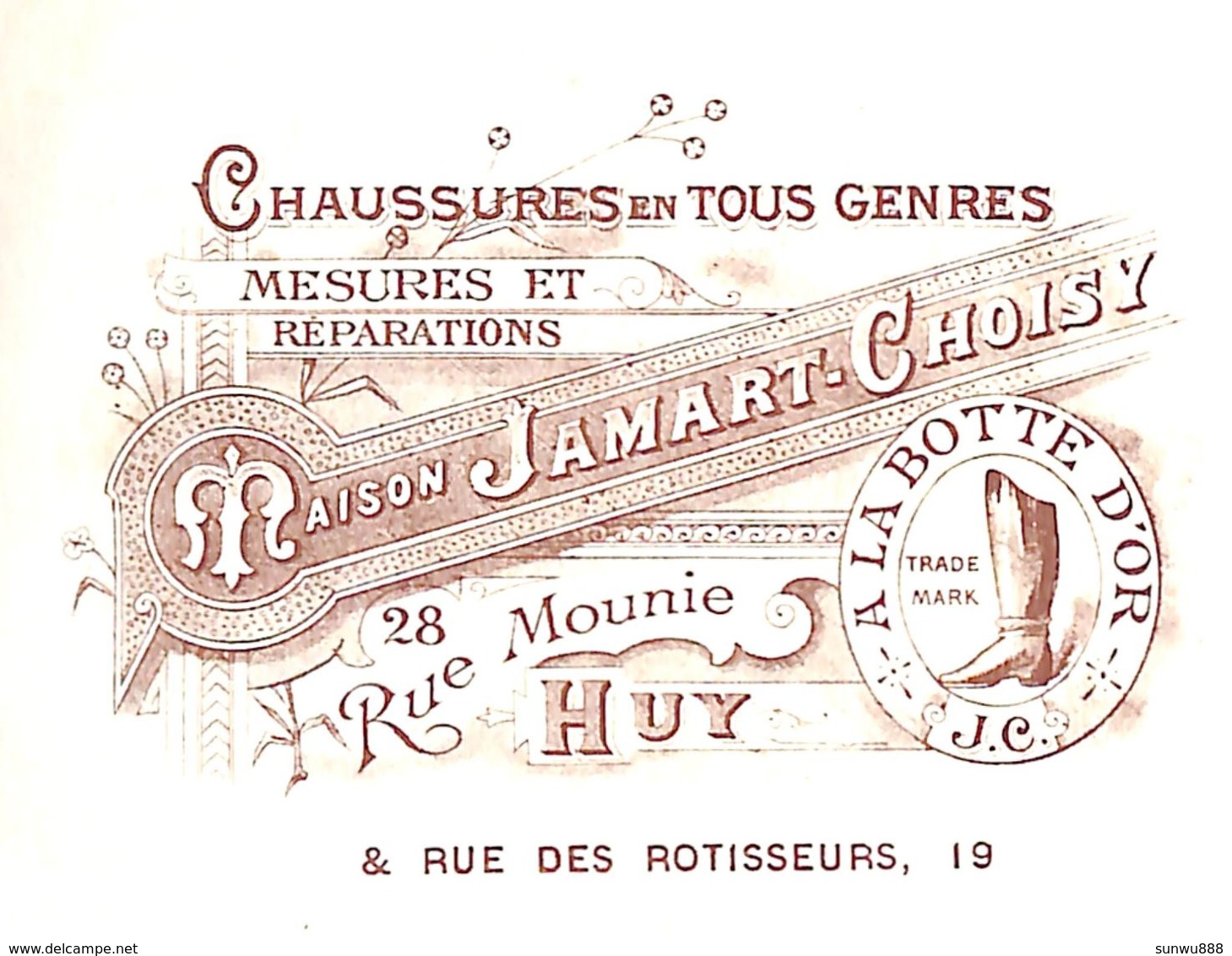 Huy - Maison Jamart Choisy Chaussures Rue Mounie 1908 (Illustrée Voir ZOOM) - 1900 – 1949