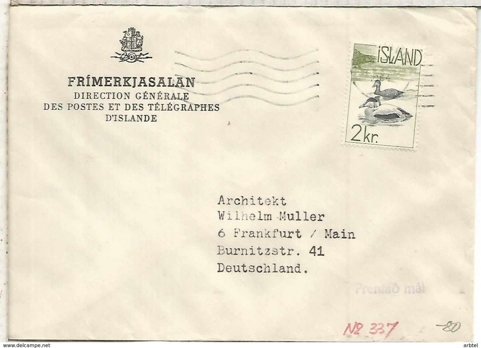 ISLANDIA ISLAND ICELAND CC FAUNA AVE PAJARO PATO DUCK - Lettres & Documents