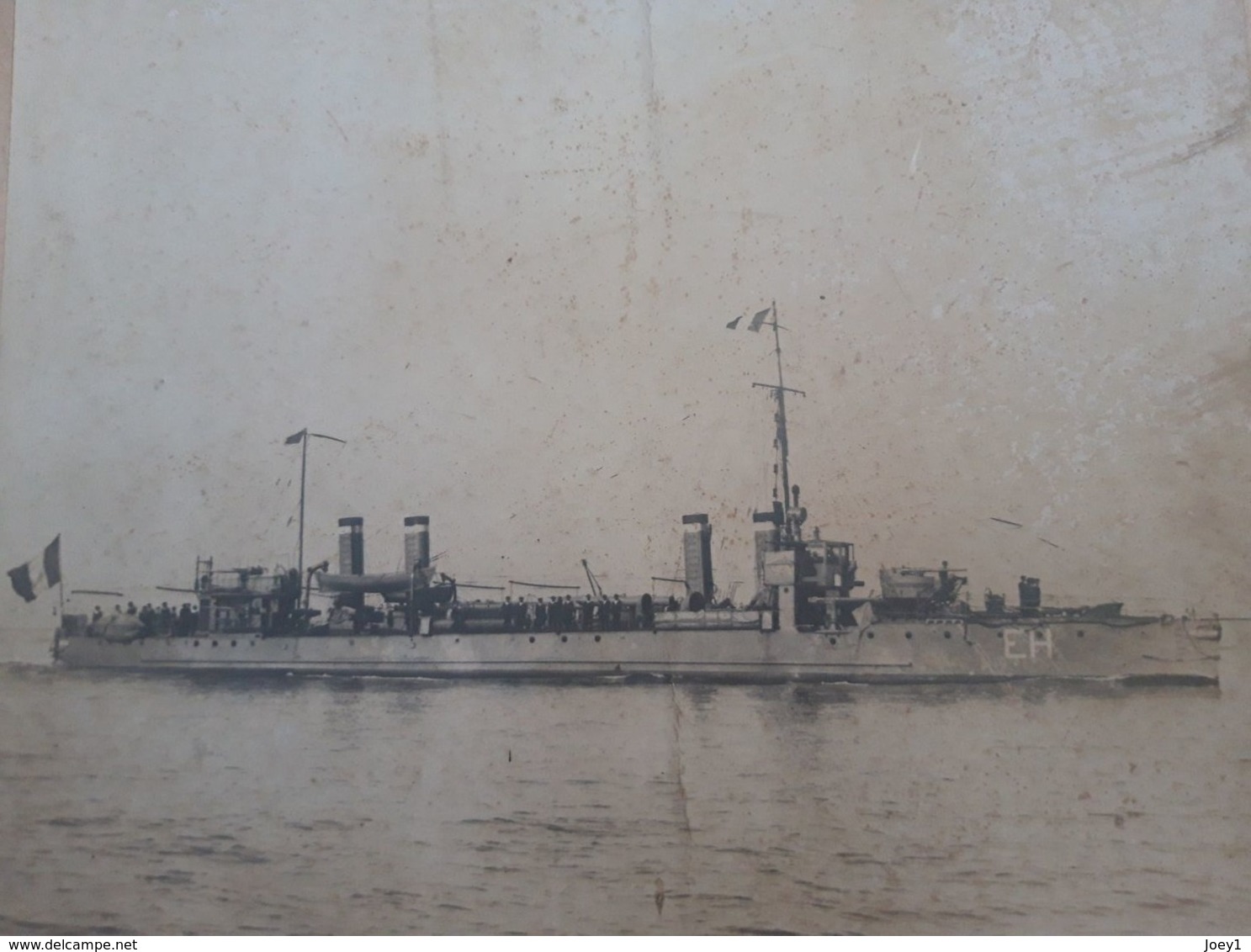 Photo Croiseur Cuirassé Environ 1900,photographe E.Arnault ,Le Treport Villefranche/mer..bateau à Identifier... - Boats