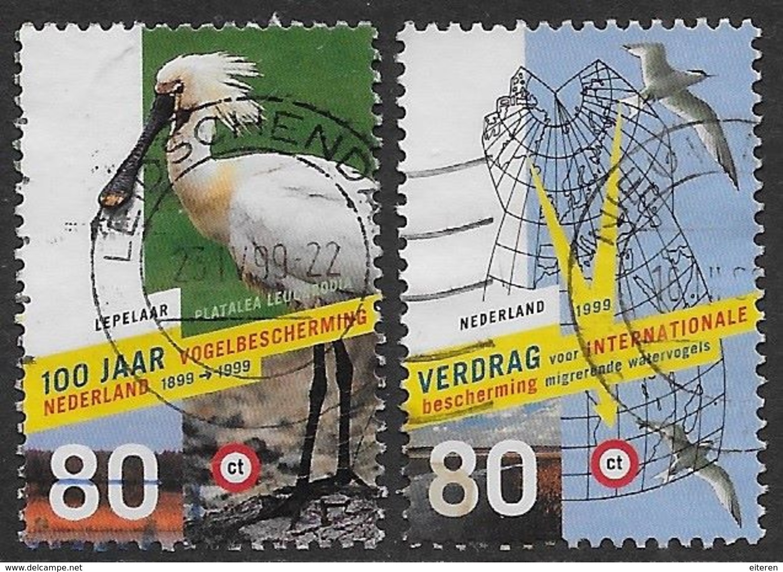 NVPH 1811-1812 - 1999 - Vogels - Lepelaar - 100 Jar Vogelbescherming - Gebruikt