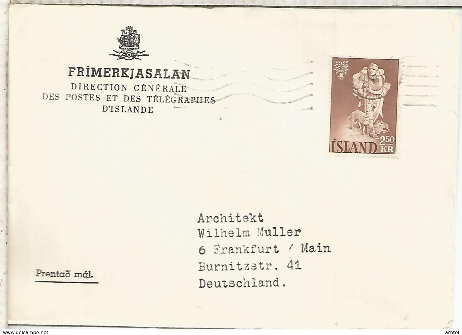 ISLANDIA ISLAND ICELAND CC 1967 MAT REYKJAVIK HANS HALS - Briefe U. Dokumente